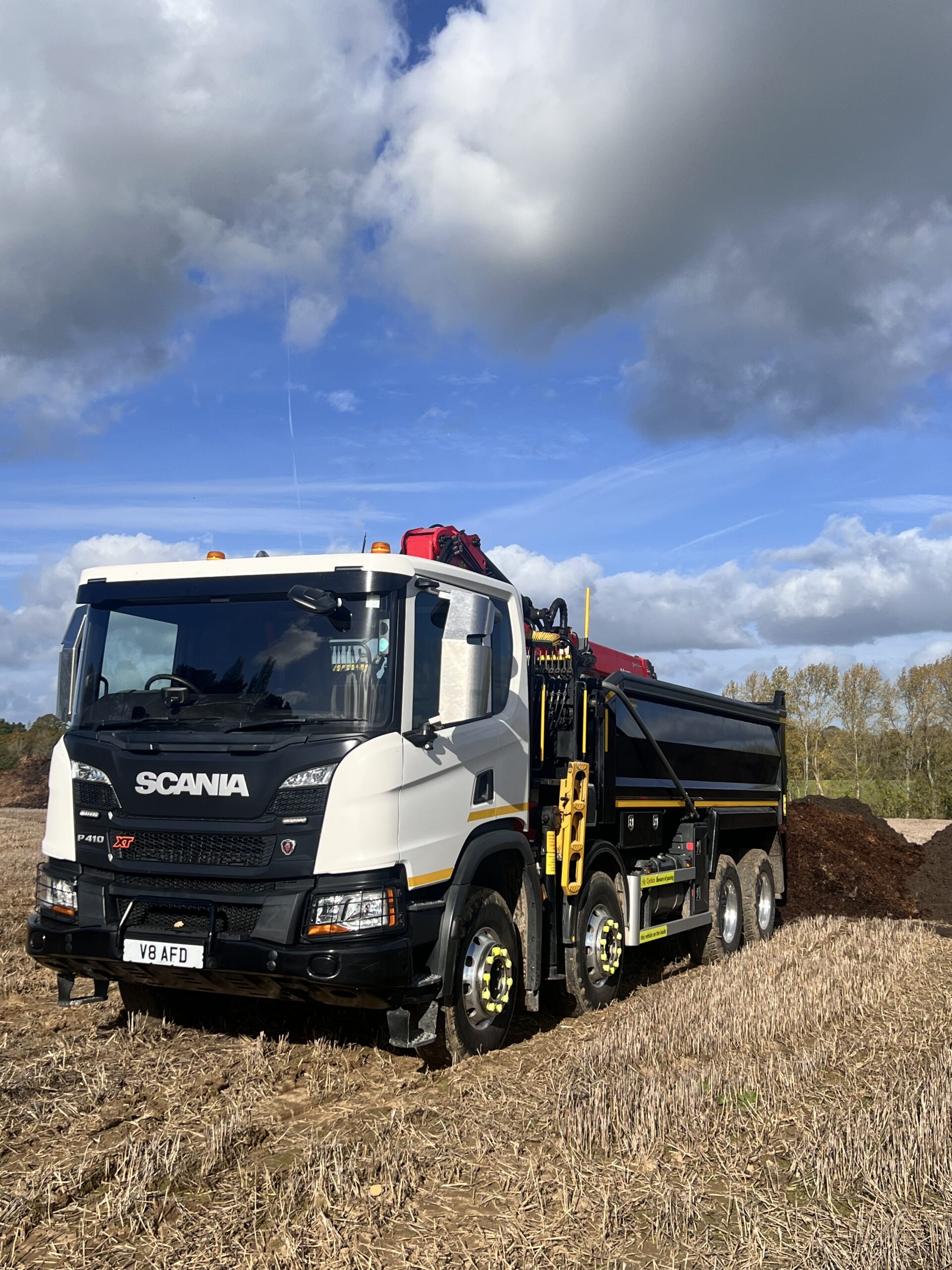 AFD Transport lorry at equestrian yard for dung clearance